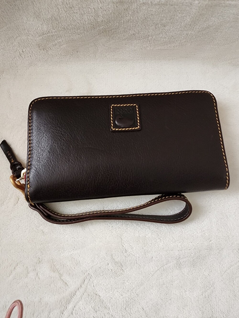 Dooney & Bourke Brown Tmoro Florentine Leather Wristlet Wallet